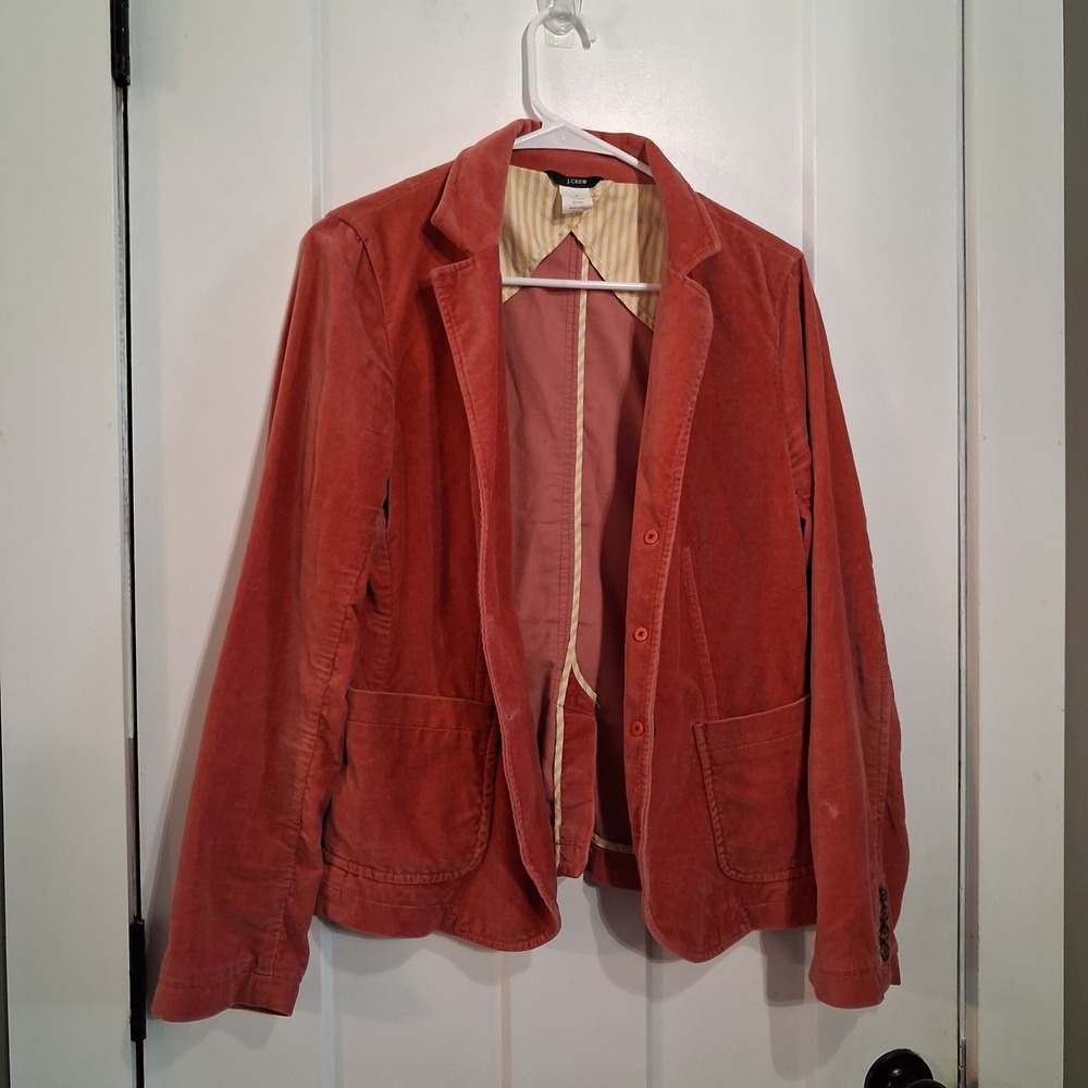 J.Crew Blazer Womens M Coral Velvet Corduroy 70745 Fall Winter Preppy Classic